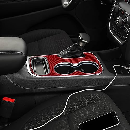 Miniatura 5 de AIRSPEED Cubierta de panel de palanca de cambios de fibra de carbono, calcomanía para consola central interior para Dodge Durango 2018 2019 2020