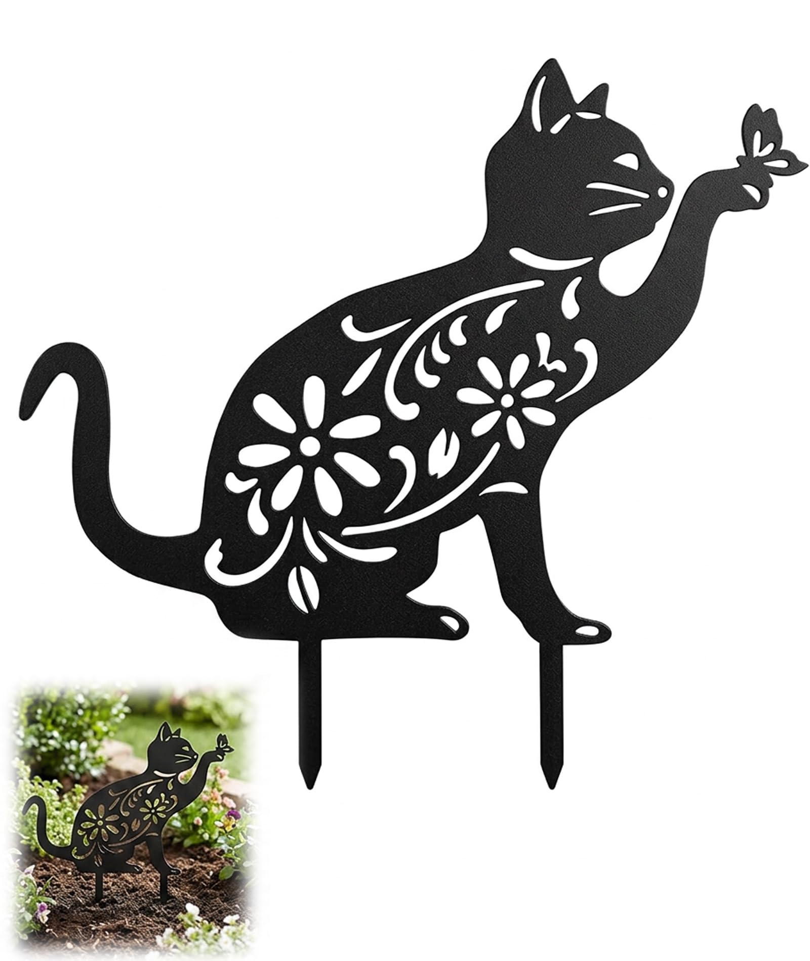 1 PCS Cat Garden Ornaments Outdoor, Decorative Animal Silhouette for Garden and Balcony, Cat Decor Items for Outdoor Spaces and Lawn Decorations-image-43