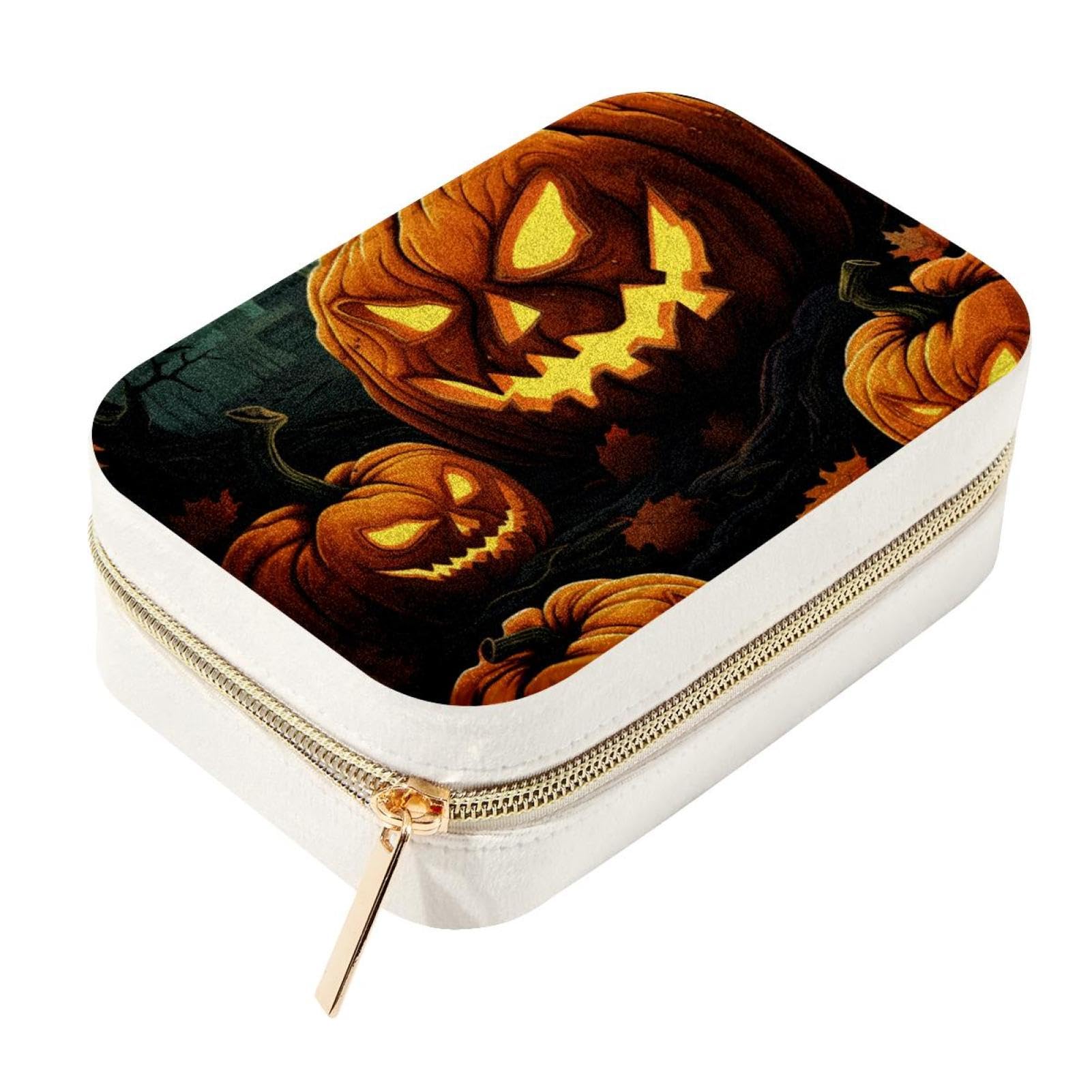 Boîte à bijoux velours citrouille d'Halloween : organisateur collier et étui portable bagues