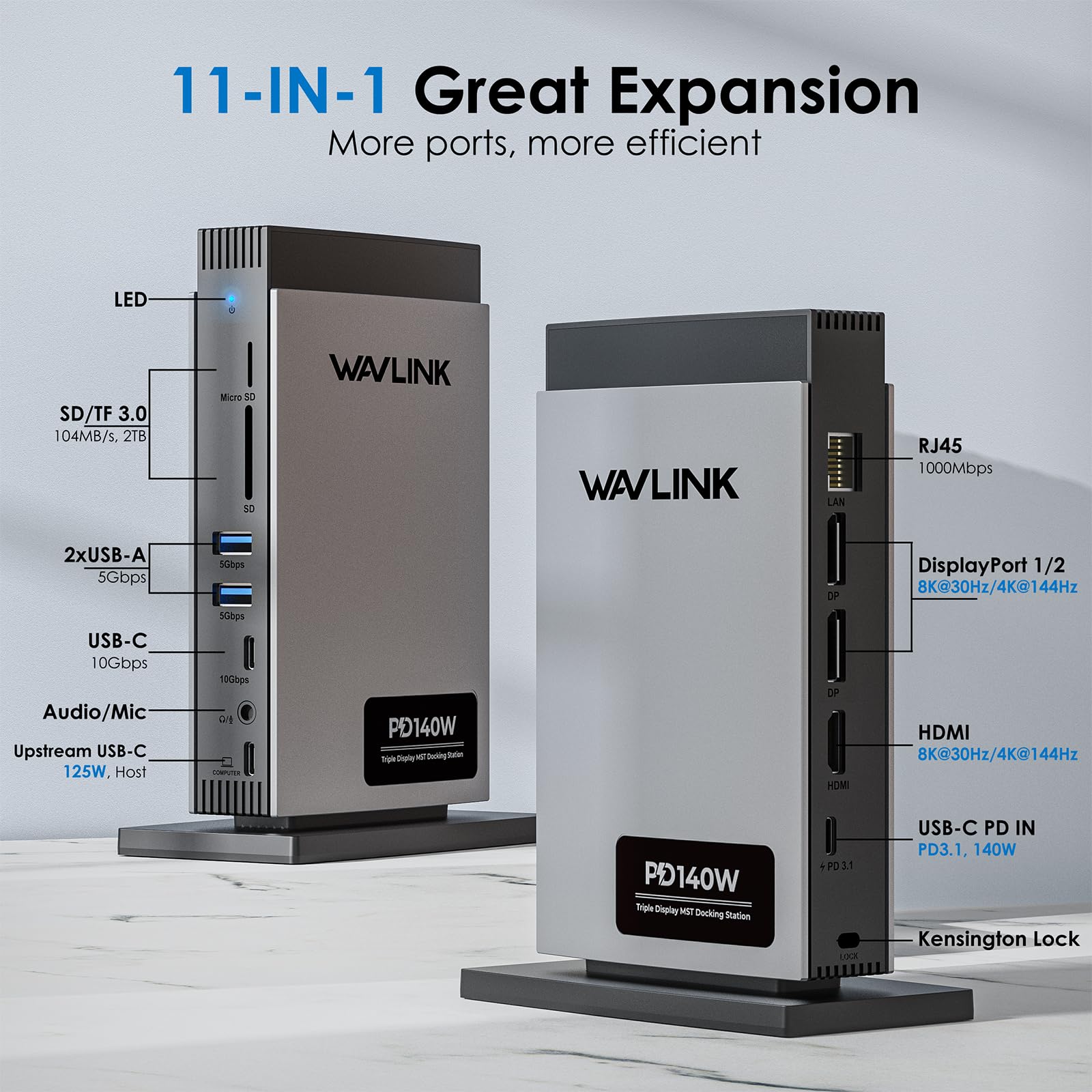 WAVLINK USB-Cドッキングステーション 11-in-1、最大3画面対応 Amazon | WAVLINK11-in-1 USB-Cドッキングステーション、3画面