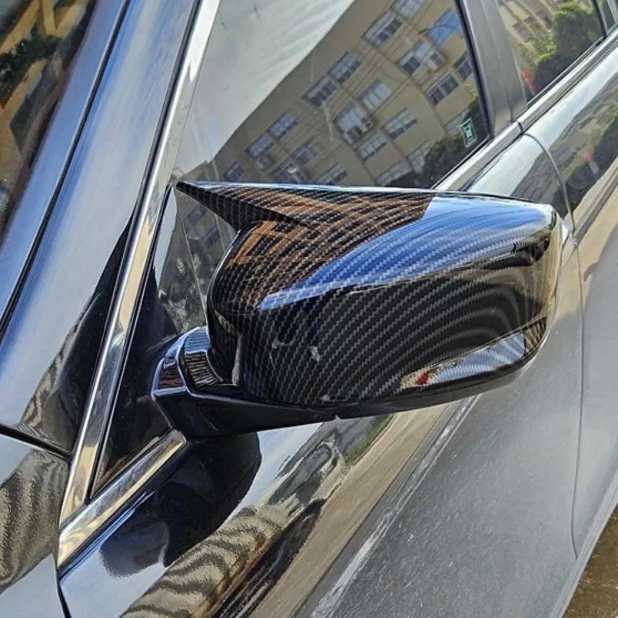 1 Pair Carbon Fiber Color Horn Rear View Mirror Cover Cap Door Wing Mirror Cover Accessories For Honda Accord 9th 2014-2017