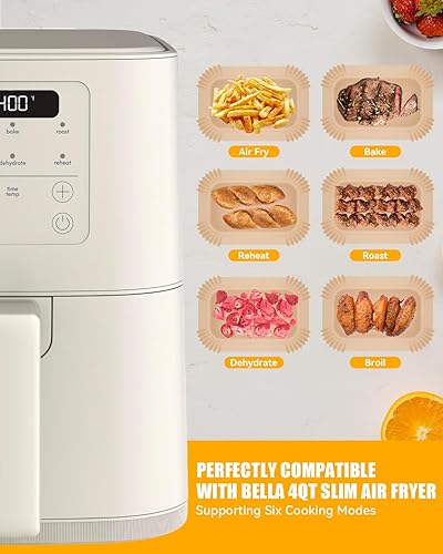 Miniatura 2 de 130 forros de papel para freidora de aire bella de 4 cuartos de galón (capacidad de 3.3 libras), forro de papel pergamino desechable rectangular