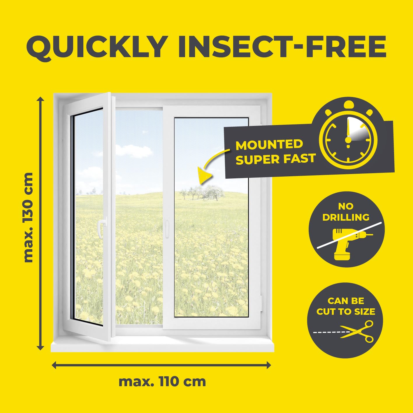 EASYmaxx Insect Protect Fly Screen Window with Magnetic Attachment, White, 110 x 130 cm | 2 Stück - Image 4