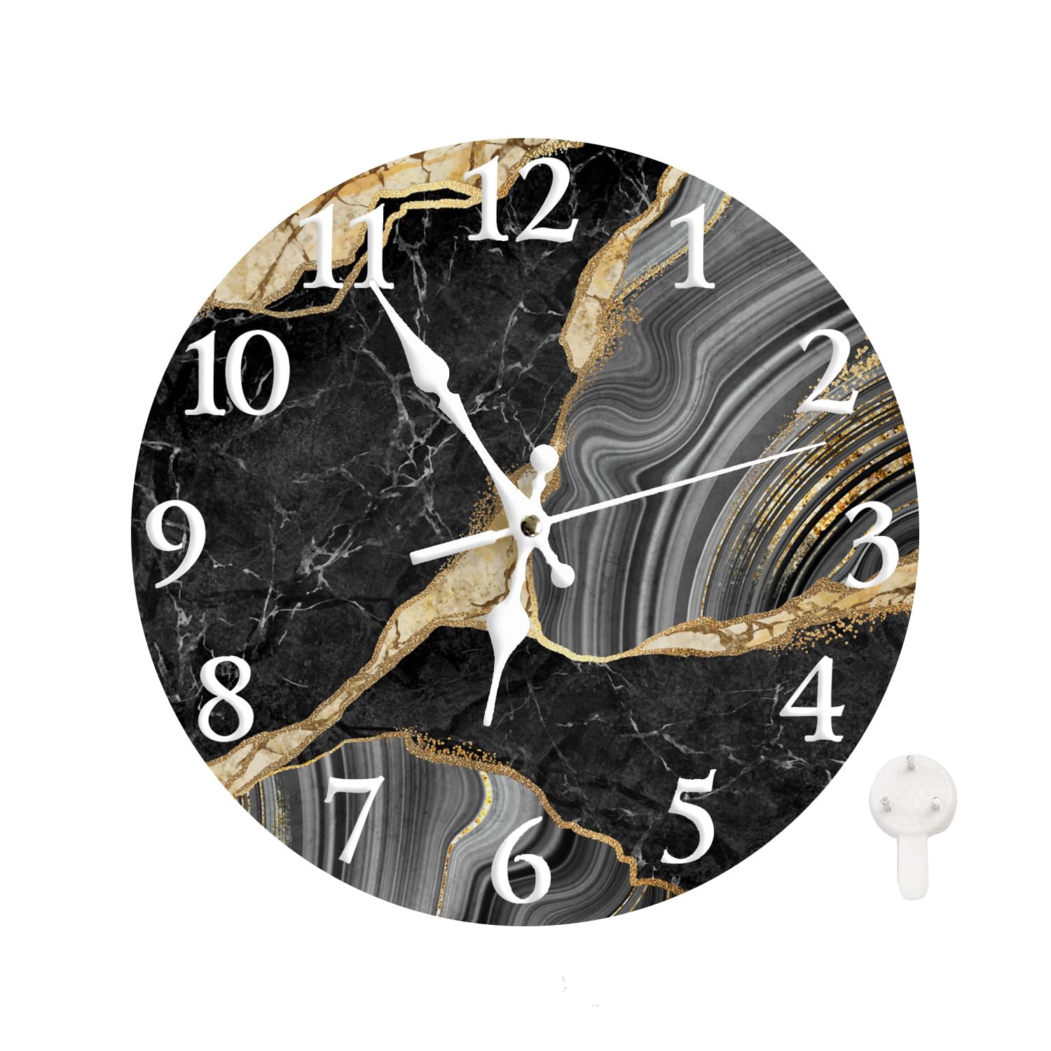 Horloge murale en marbre blanc pour salon et cuisine au design scandinave épuré