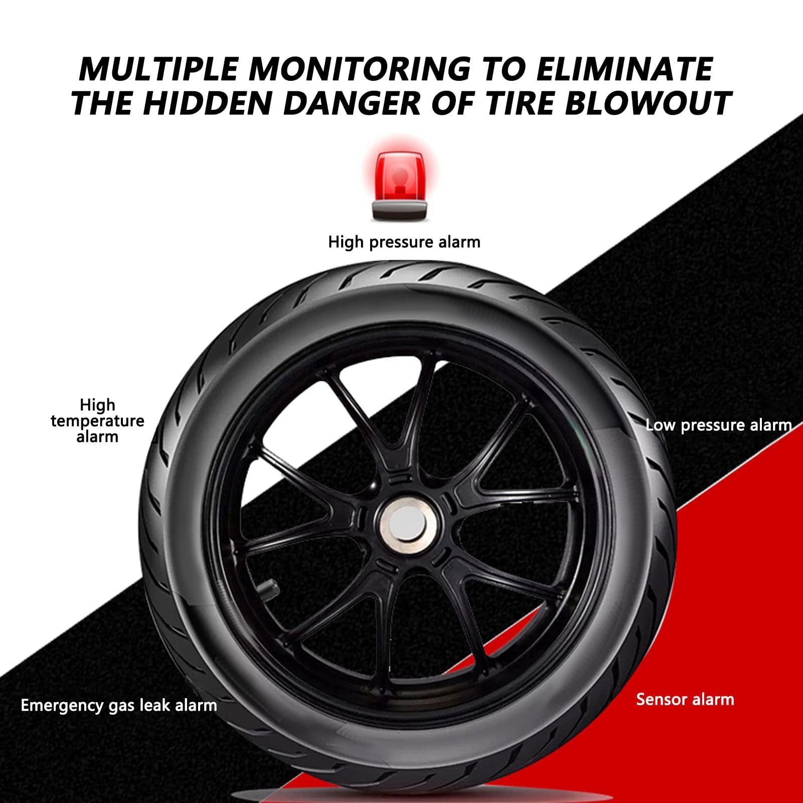 Sensore di Pressione dei Pneumatici, Bluetooth TPMS 2 Sensore Esterno di Monitoraggio della Pressione dei Pneumatici Allarme di Temperatura della Pressione in Tempo Reale per Moto