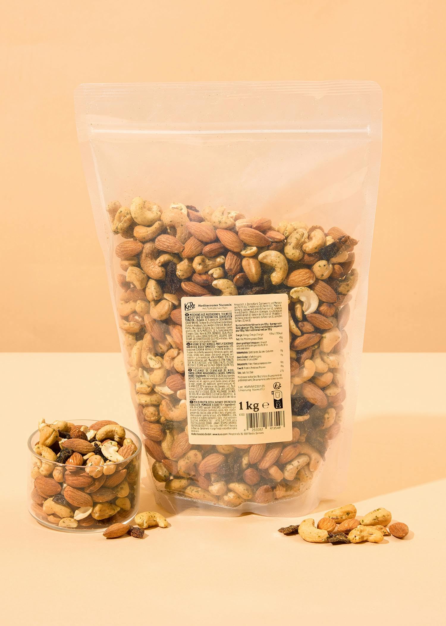 KoRo - Mix di frutta secca alla mediterranea | 1 kg - saporito e croccante - come snack o sull’insalata - confezione convenienza