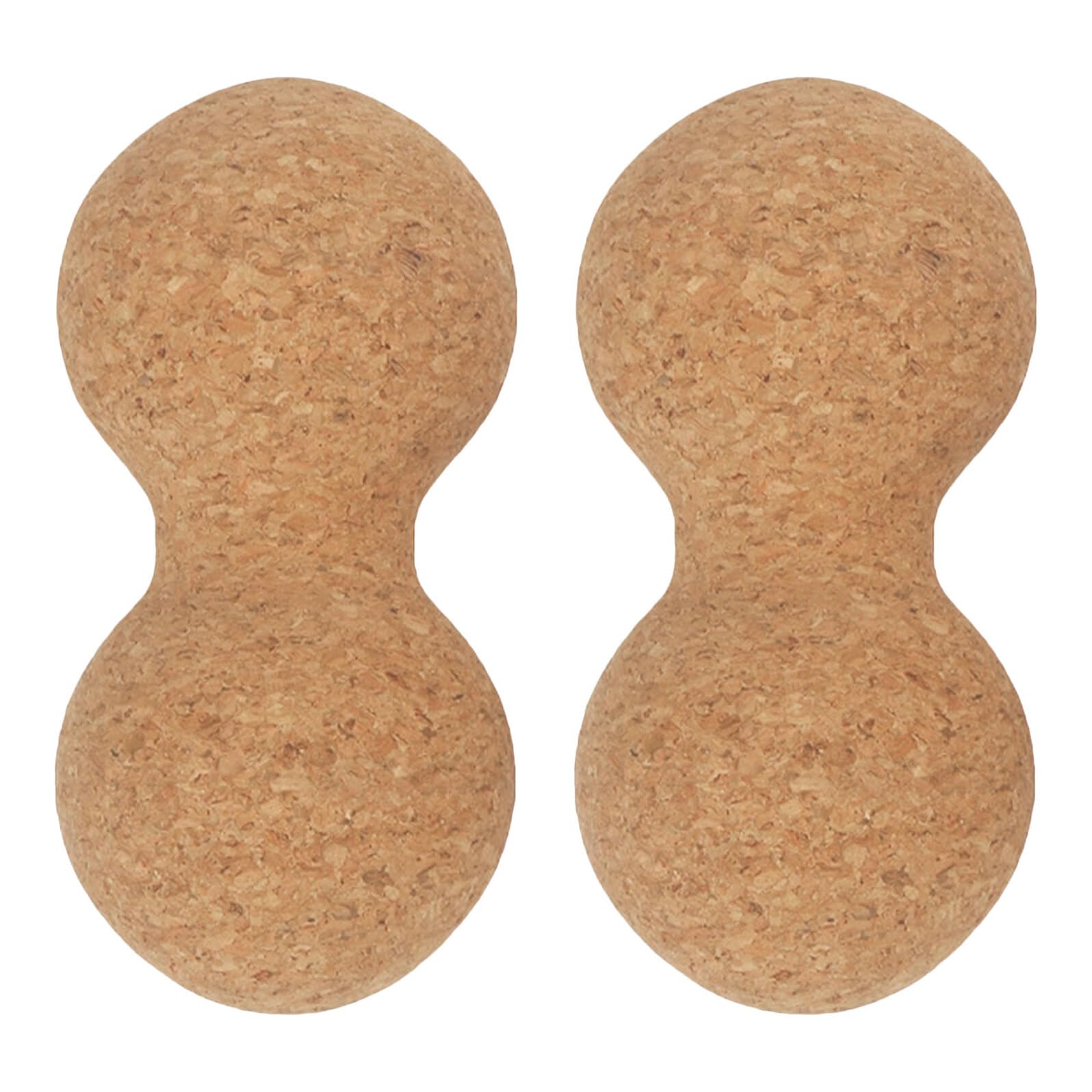 2 Bolas de Masaje de Corcho para Espalda y Pies, Forma de Cacahuete, Antideslizante, Herramienta de Relajación Muscular