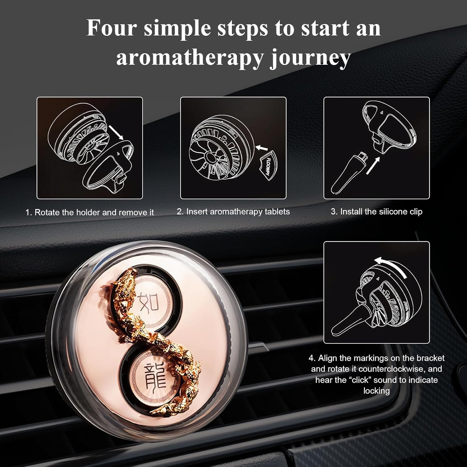 Dragon Car Diffuser, Dynamic Dragon Car Aromatherapy, Enamel Dragon Cars Aromatherapy Essential Oil Diffuser, Car Wind-Powered Rotation Air Freshener Diffuser, Cars Perfume Spinners