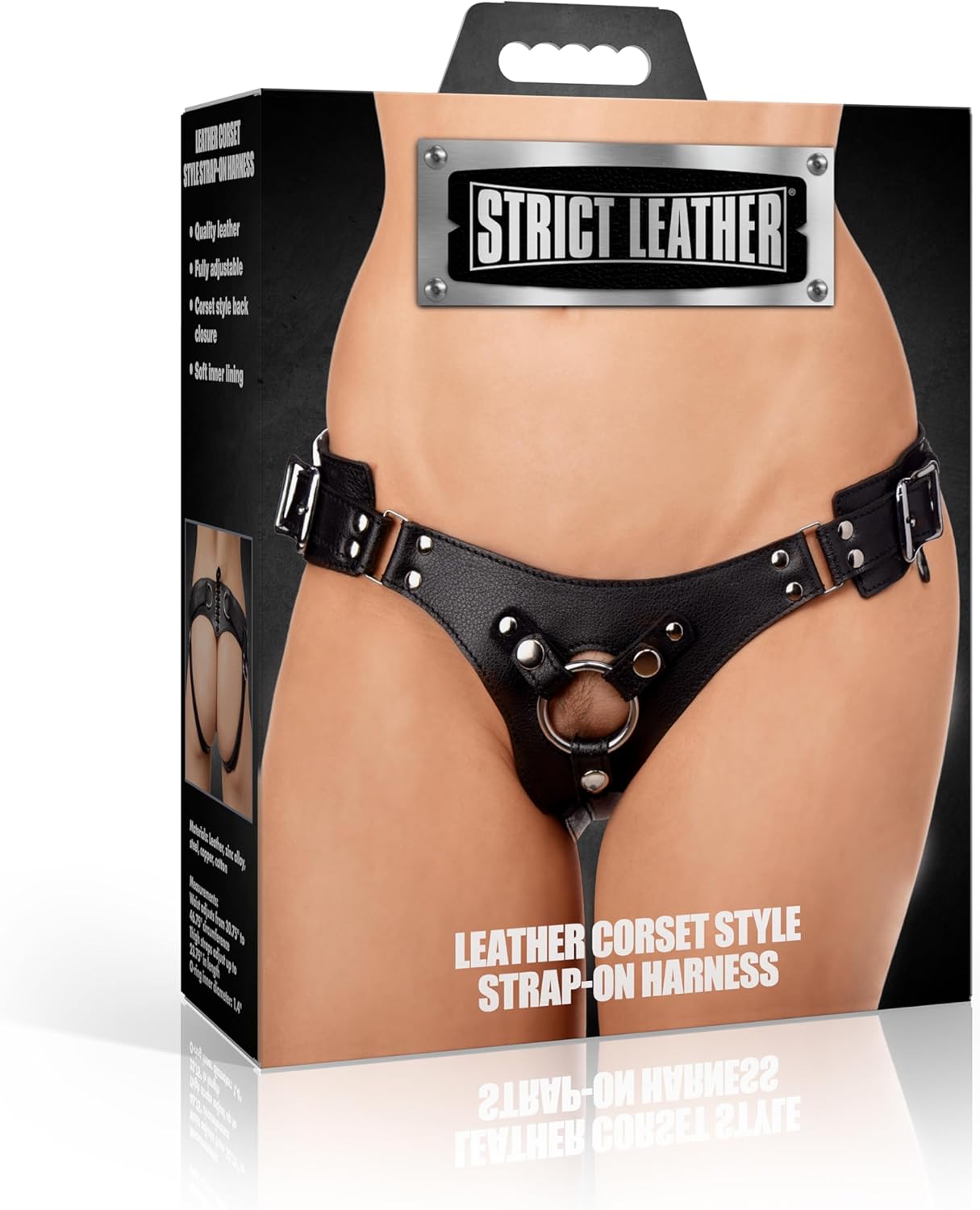 Strict Leather Corset-Back Strap-On Dildo Harness | Adjustable Lace-Up Design for Secure & Comfortable Fit | Reinforced O-Ring for Stability | Premium Quality for Versatile Wear
