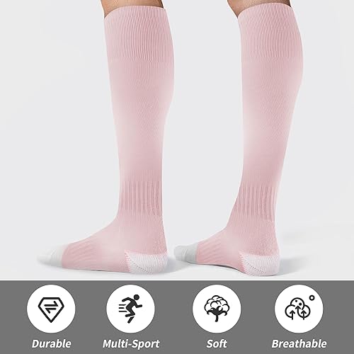 Vista 2 de GRAPMKTG 3 pares de calcetines de fútbol de fútbol para jóvenes, calcetines de béisbol y sóftbol para mujeres y hombres y niñas