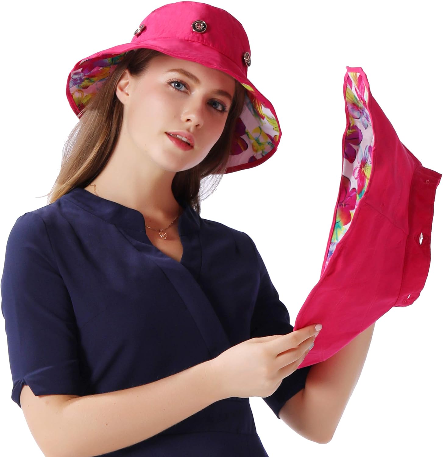 Packable Extra Large Brim Floppy Sun Hat Reversible UPF 50+ Beach Sun Bucket Hat - Image 6