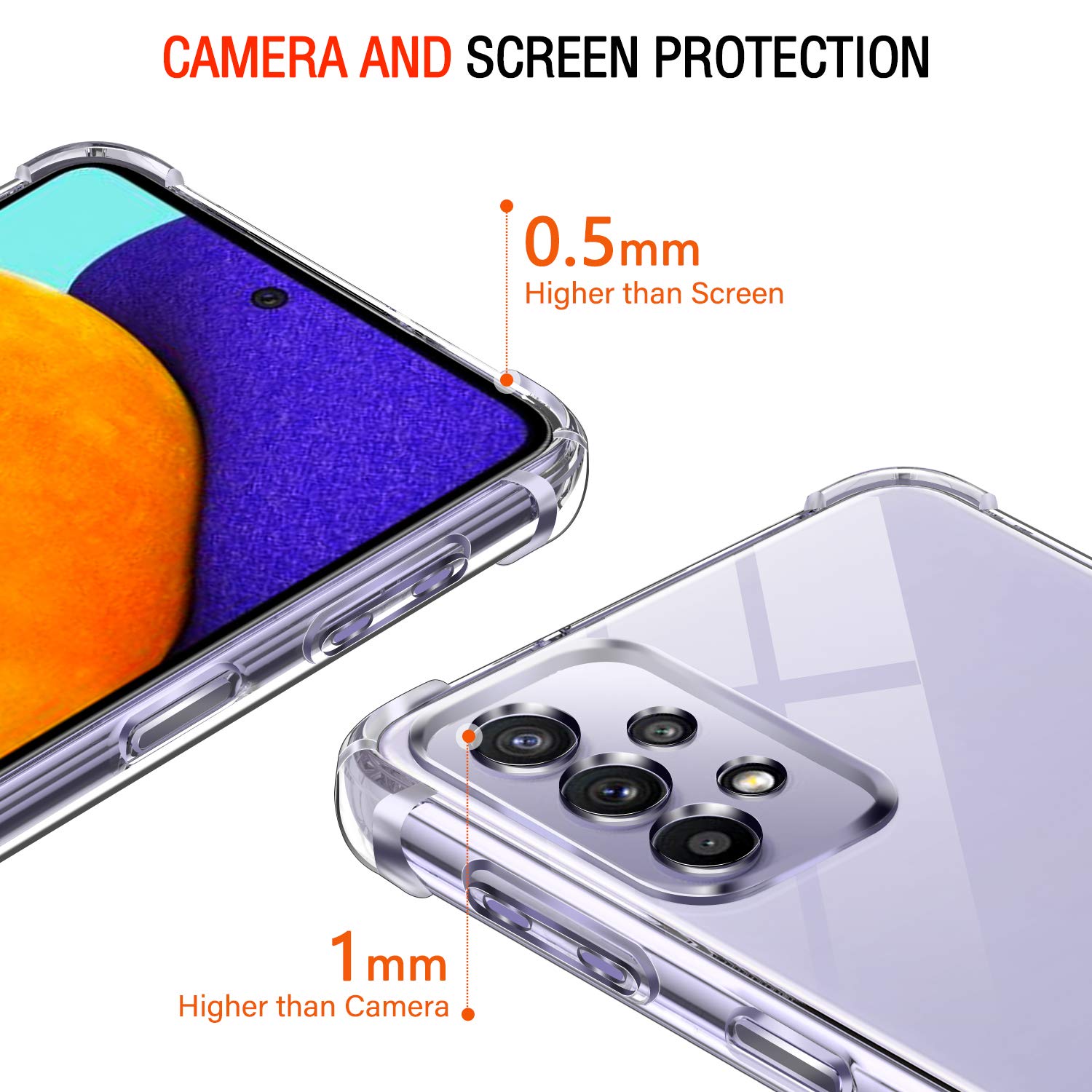 iVoler Cover per Samsung Galaxy A52 4G / A52 5G / A52s 5G, Custodia Trasparente per Assorbimento Degli Urti con Paraurti in TPU Morbido, Sottile Morbida in Silicone TPU Protettiva Case
