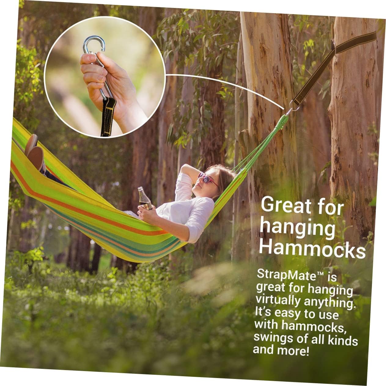 Gogogmee 2pcs Heavy Duty Hammock Tree Straps 5x150cm Nylon Tree Hanging Straps with Carabiner Hooks for Safe Hammock Hanging