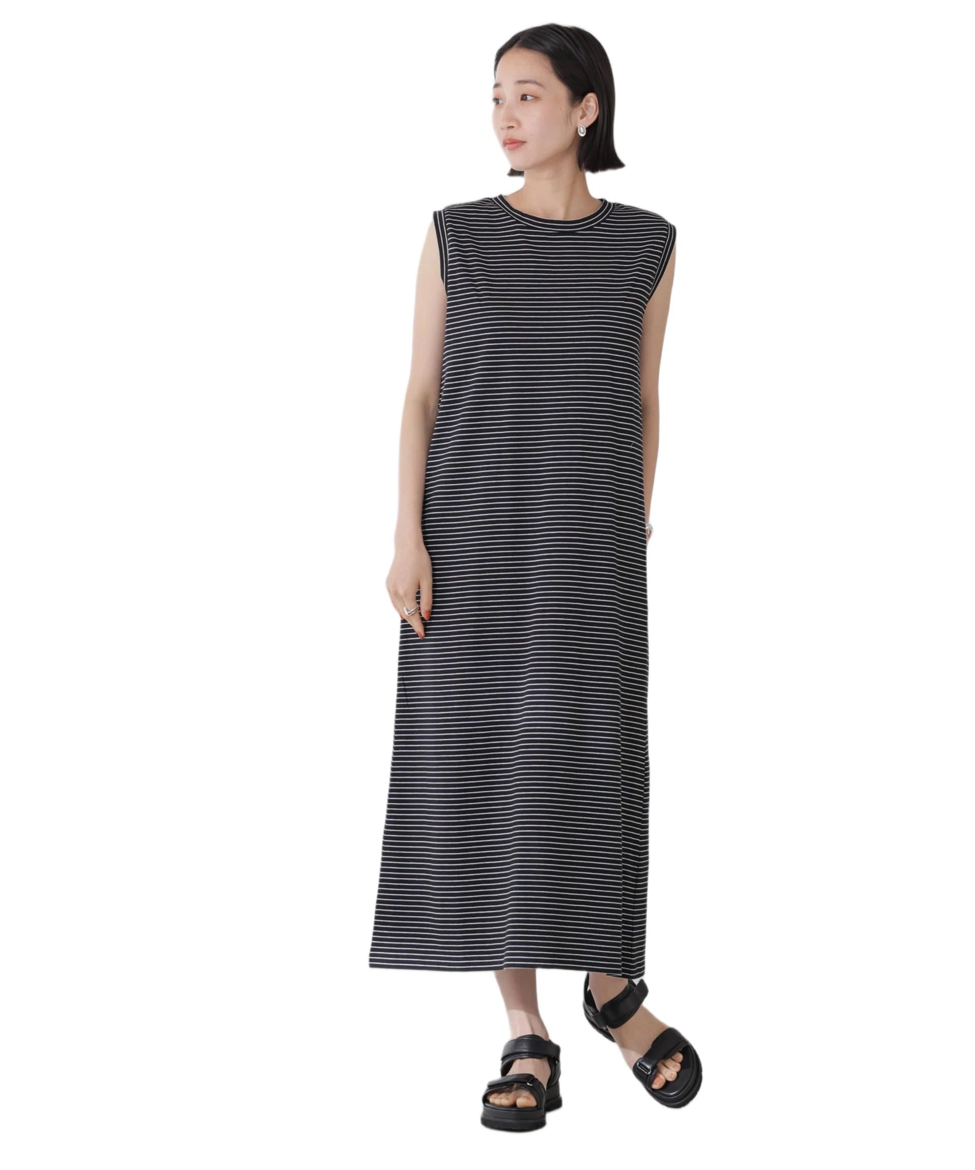 Amazon.co.jp: [ナノ・ユニバース] ボーダー ノースリーブ ワンピース