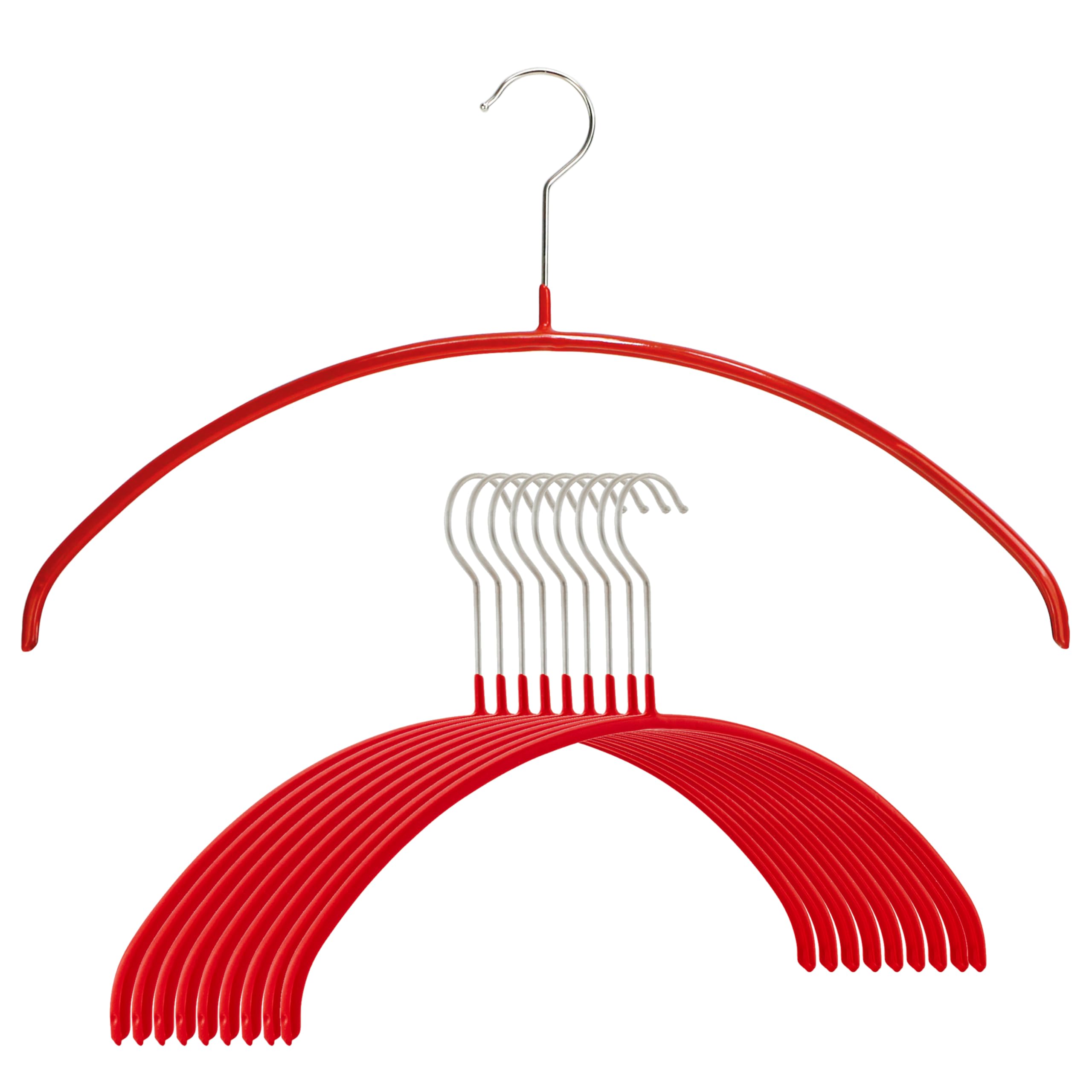 Cintres pour chemises et blouses Mawa rouges avec crochet rotatif pour un dressing ordonné