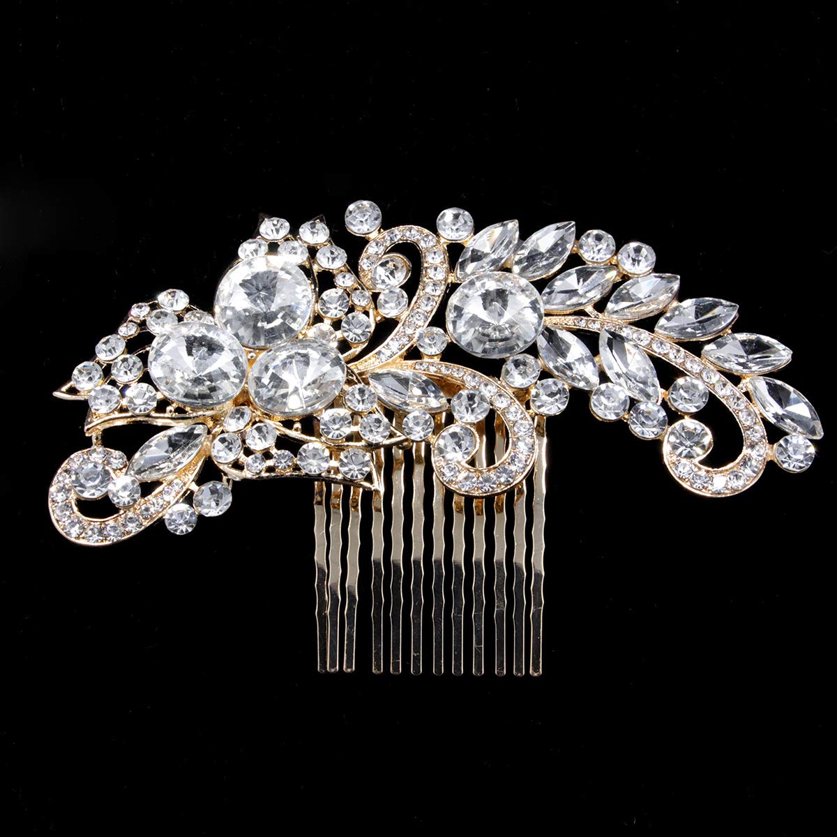 DOUBNINE Wedding Hair Combs Silver Gold Rhinestones Crystal Vintage Headpiece Wedding Bridal Women Bridesmaid Decorative Hair Accessories (gold)