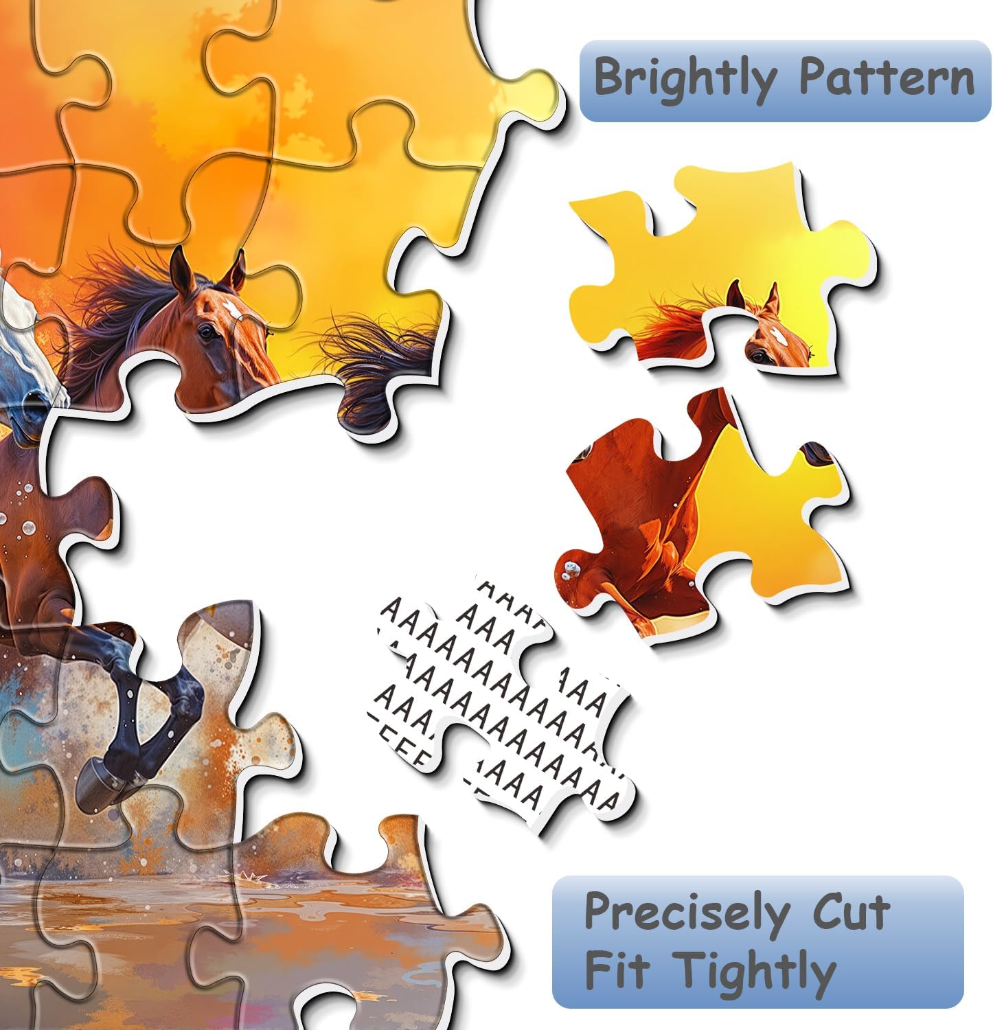 Horse Puzzles 1000 Pieces for Adults, Colorful Animal Jigsaw Puzzles, Difficult Nature Landscape Painting Puzzle as Home Wall Art