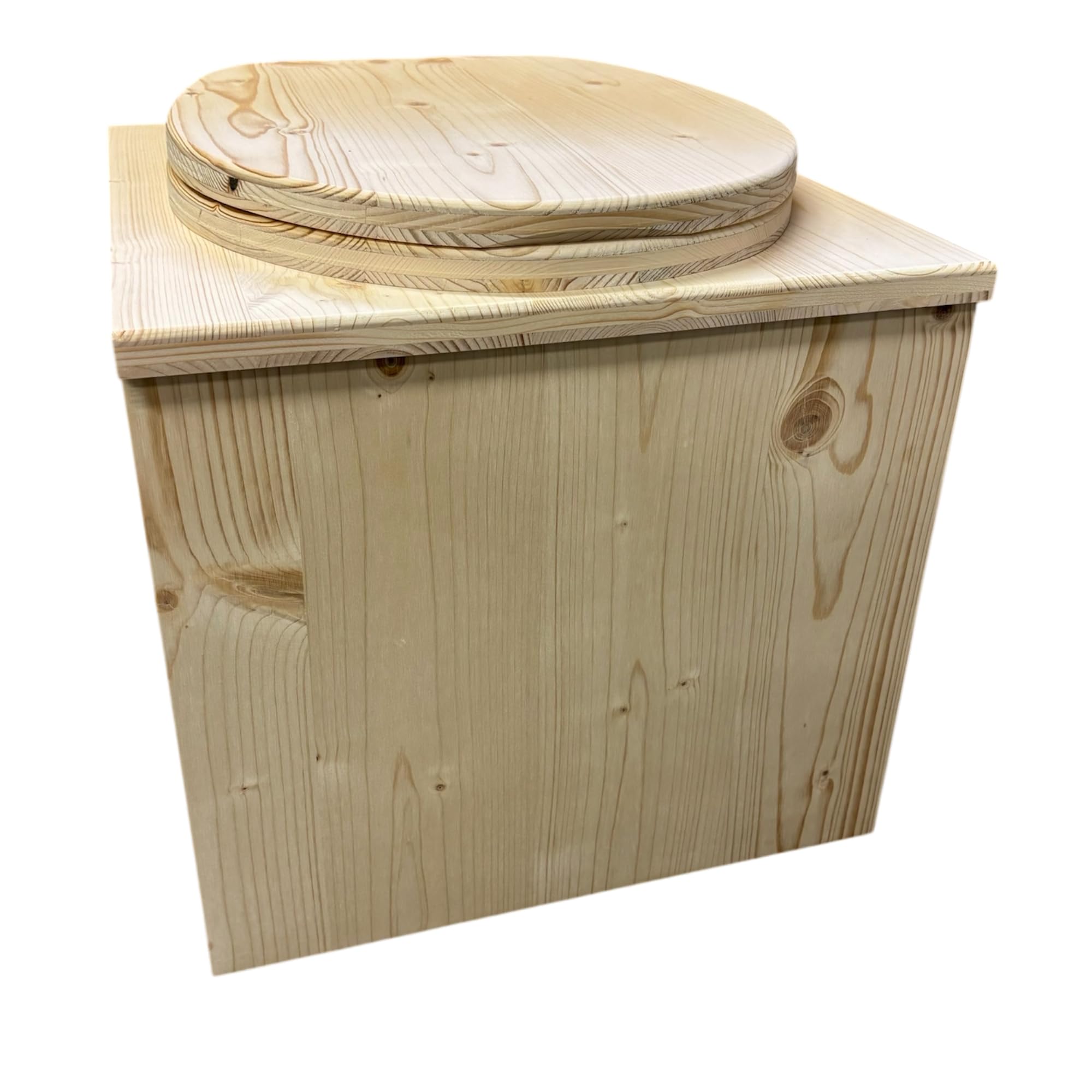 Toilette seche portable en Bois L'ESSENTIEL avec lunette abattant et seau plastique 20L - Fabrication Française Artisanale -