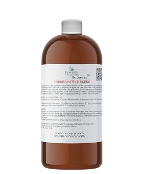 Dr Joe Lab Cosmetic Preservative Blend Dehydroacetic Acid & Benzyl Alcohol - DIY Skin Care Lotion Making Cream Makeup Remover Oil-In-Water Butter Moisturizer Wash Conditioner Formulas 32 oz
