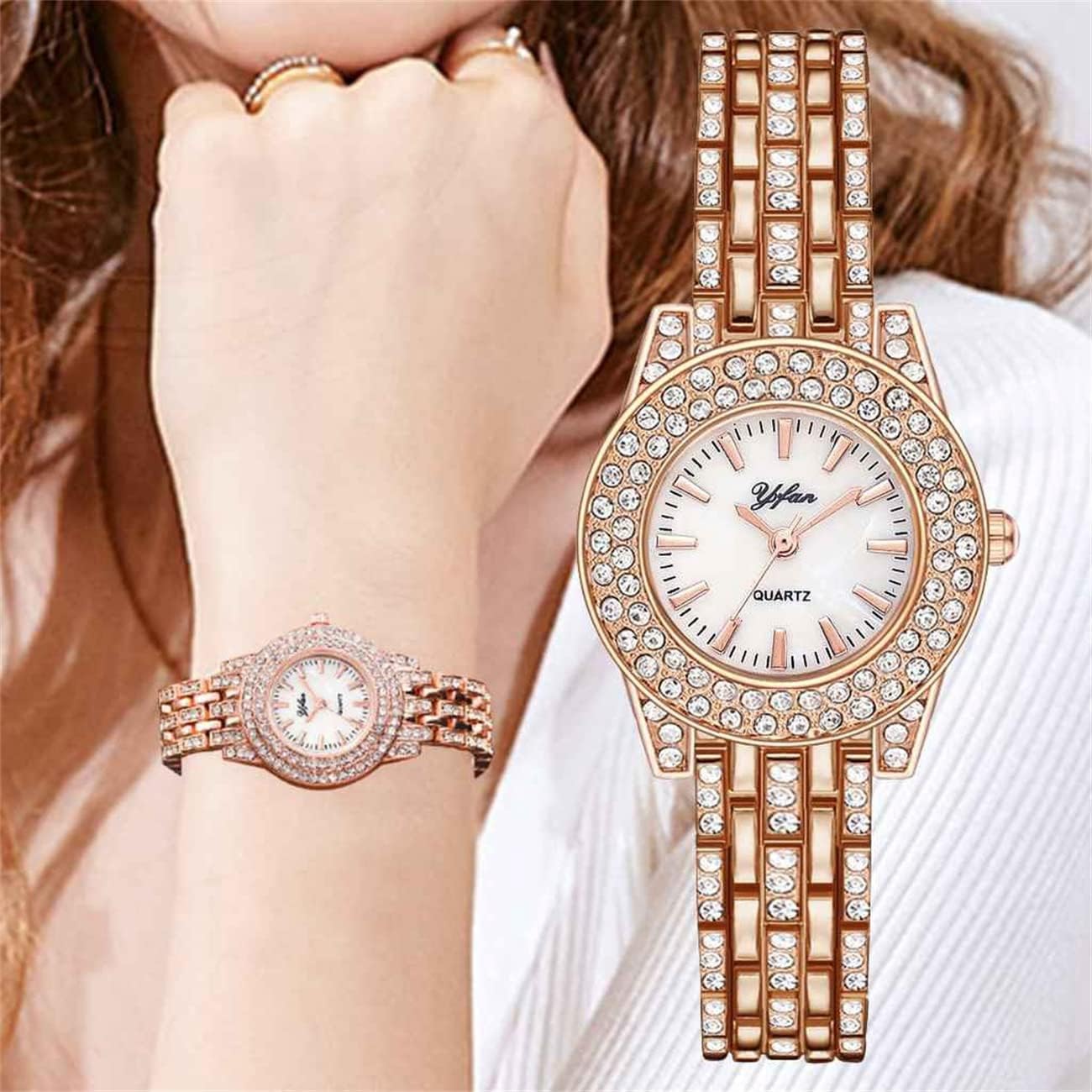 CdyBox 3Pack Women Bling Diamond Watch Steel Band Wrist Watch Casual Quartz Watch Wholesale - Image 2