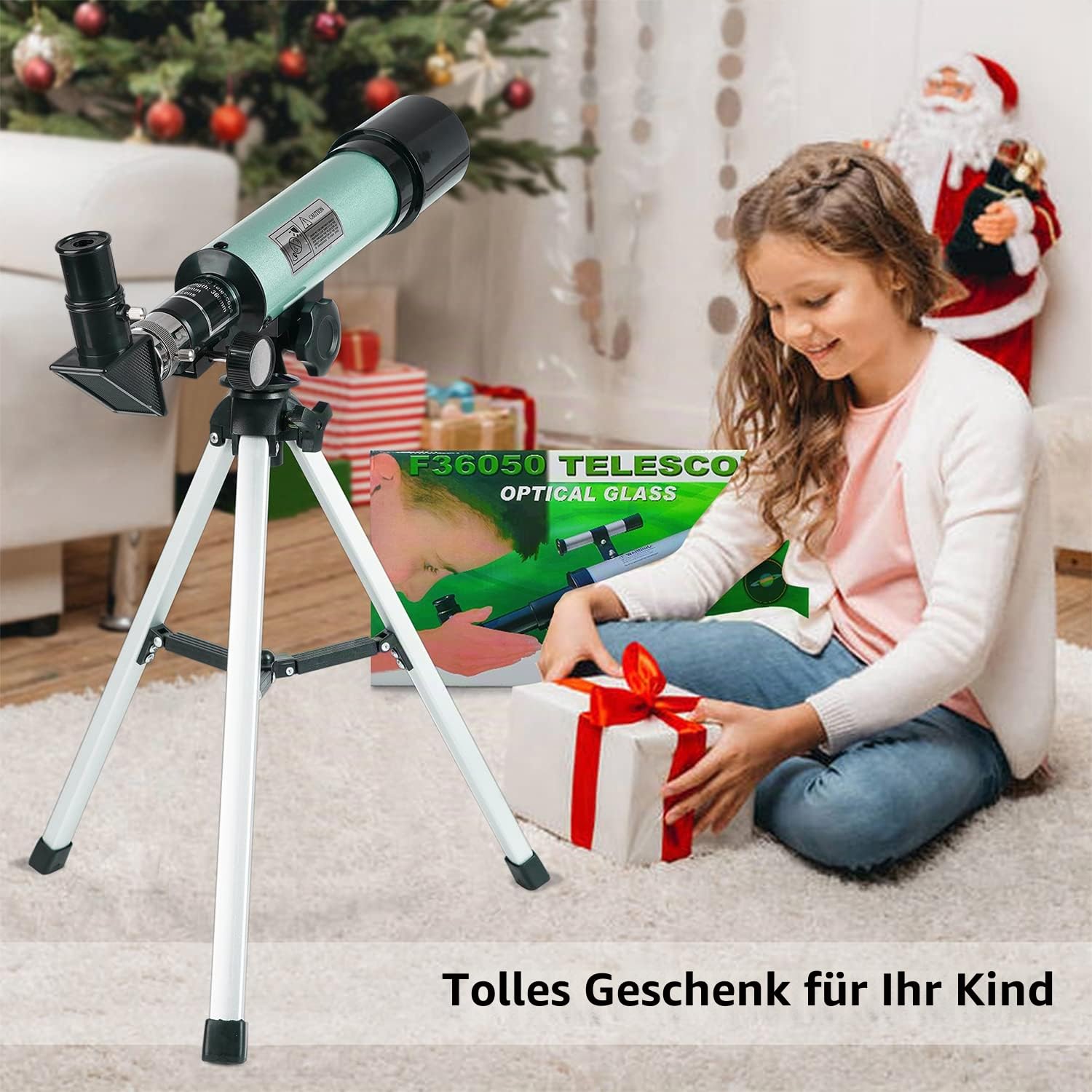Teleskop für Kinder, 360/50mm Astronomisches Teleskop Refraktor Weltraum Fernrohr Landschaft Teleskope Tragbares Reiseteleskop mit Stativ, Kinder Geschenke für Kinder & Einsteiger.