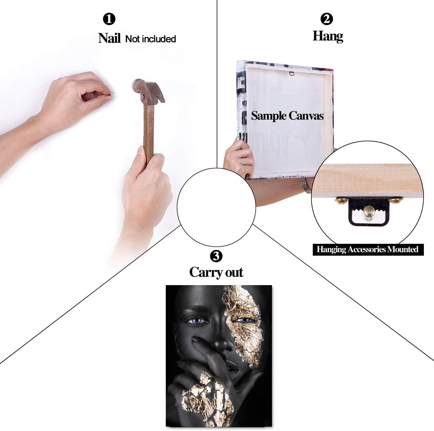 Gеt Chеар Prісе YATSEN BRIDGE - 1 Panel Canvas Wall Art Sexy Beauty with Gold Style Wall Decor African American Black Art Modern Wall Painting for House Decor Stretched Ready to Hang - 30x40 inch