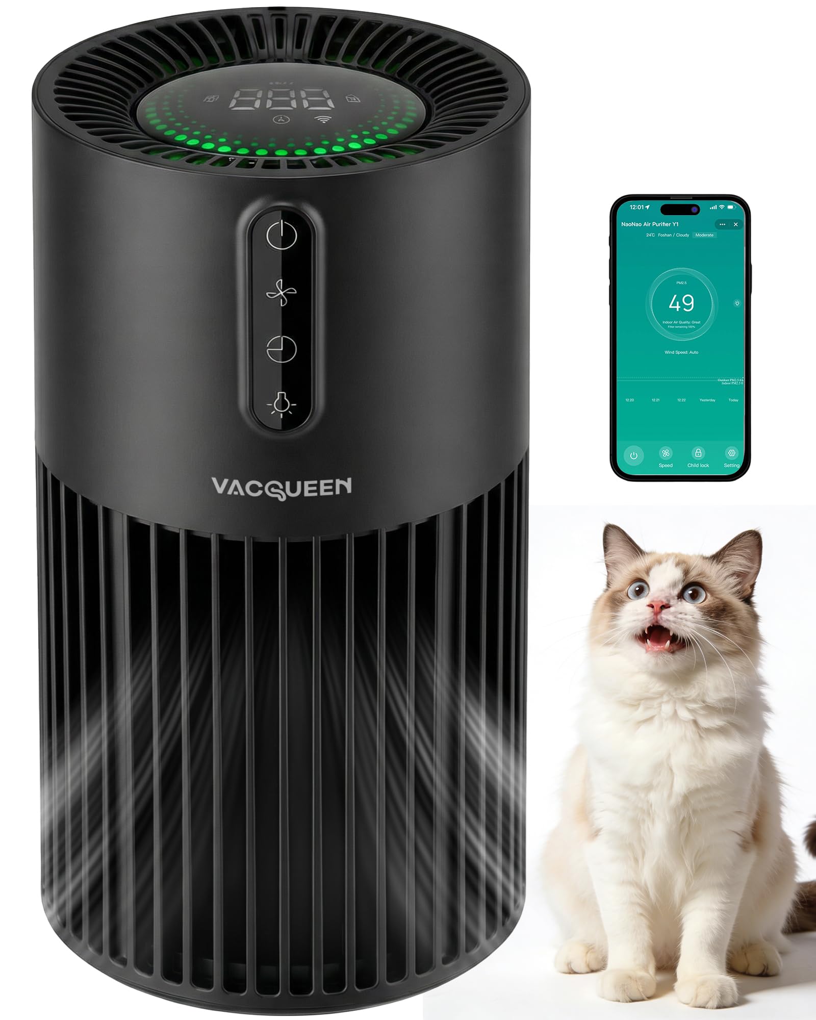 Air Purifiers for Bedroom Smart WiFi HEPA Air Purifier for Home Pets Timer and Alexa Control Cover 1800