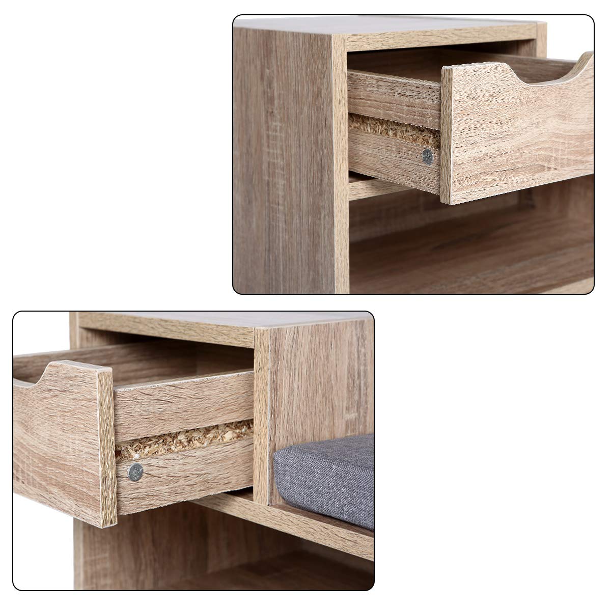 Banc à chaussures avec coussin de siège avec tiroir et banc de rangement, armoire basse, pour meubles de couloir et de salon