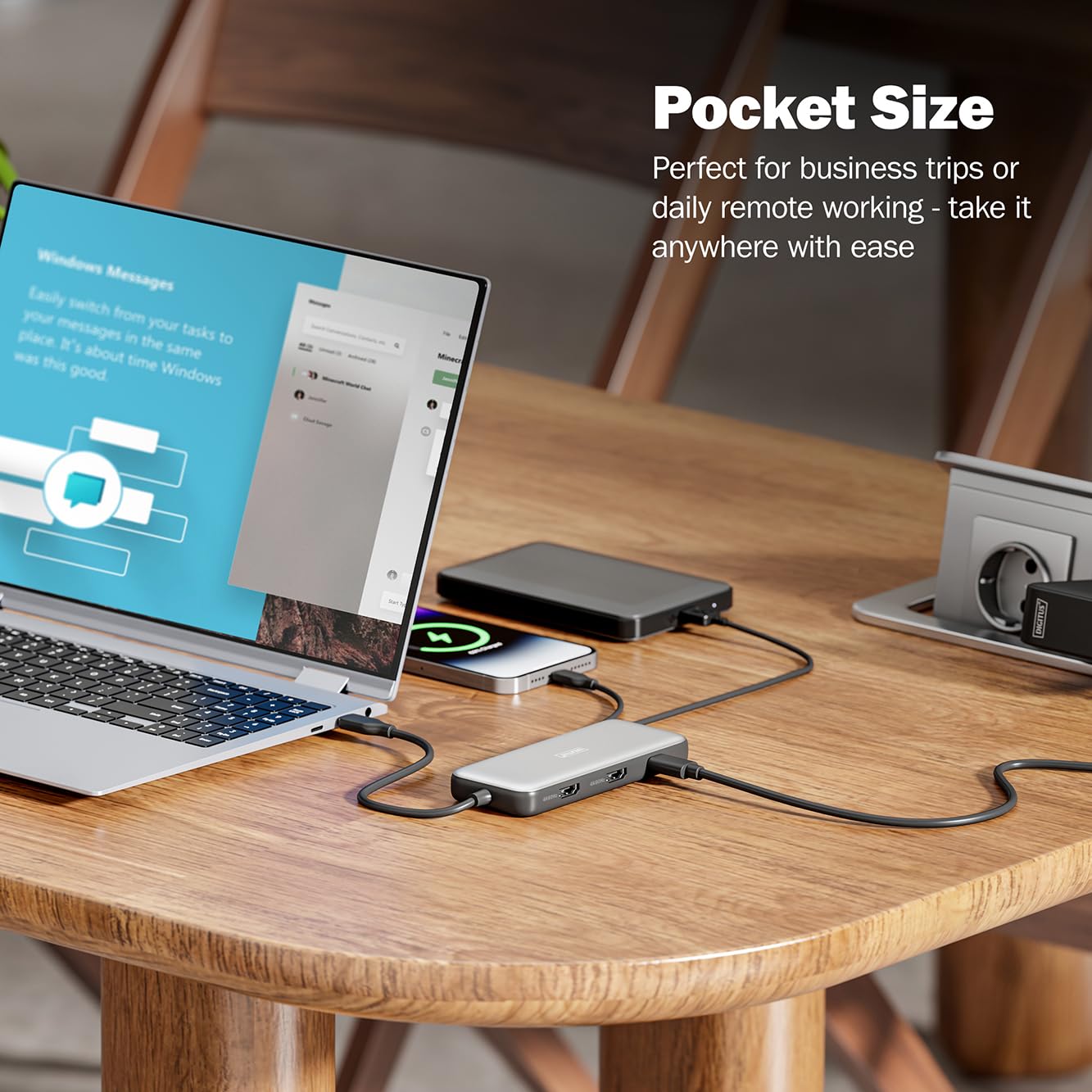 DIGITUS USB-C Docking Station – 8-Ports – 2X HDMI UltraHD 4k 60Hz | 2x USB-A 3.2 Gen2 – 1x USB-C 100W PD 3.0 – 1x RJ45 – Dual Kartenleser – Grau
