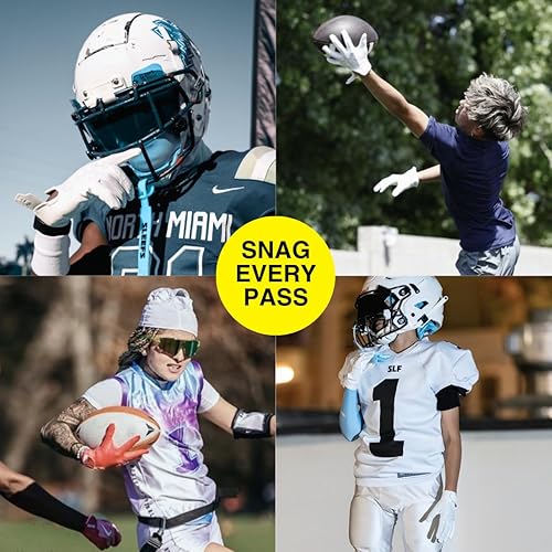 Miniatura 3 de SLEEFS Guantes de fútbol americano juvenil para niños y niñas, guantes pegajosos de receptor para fútbol americano con bandera para jóvenes, hombres