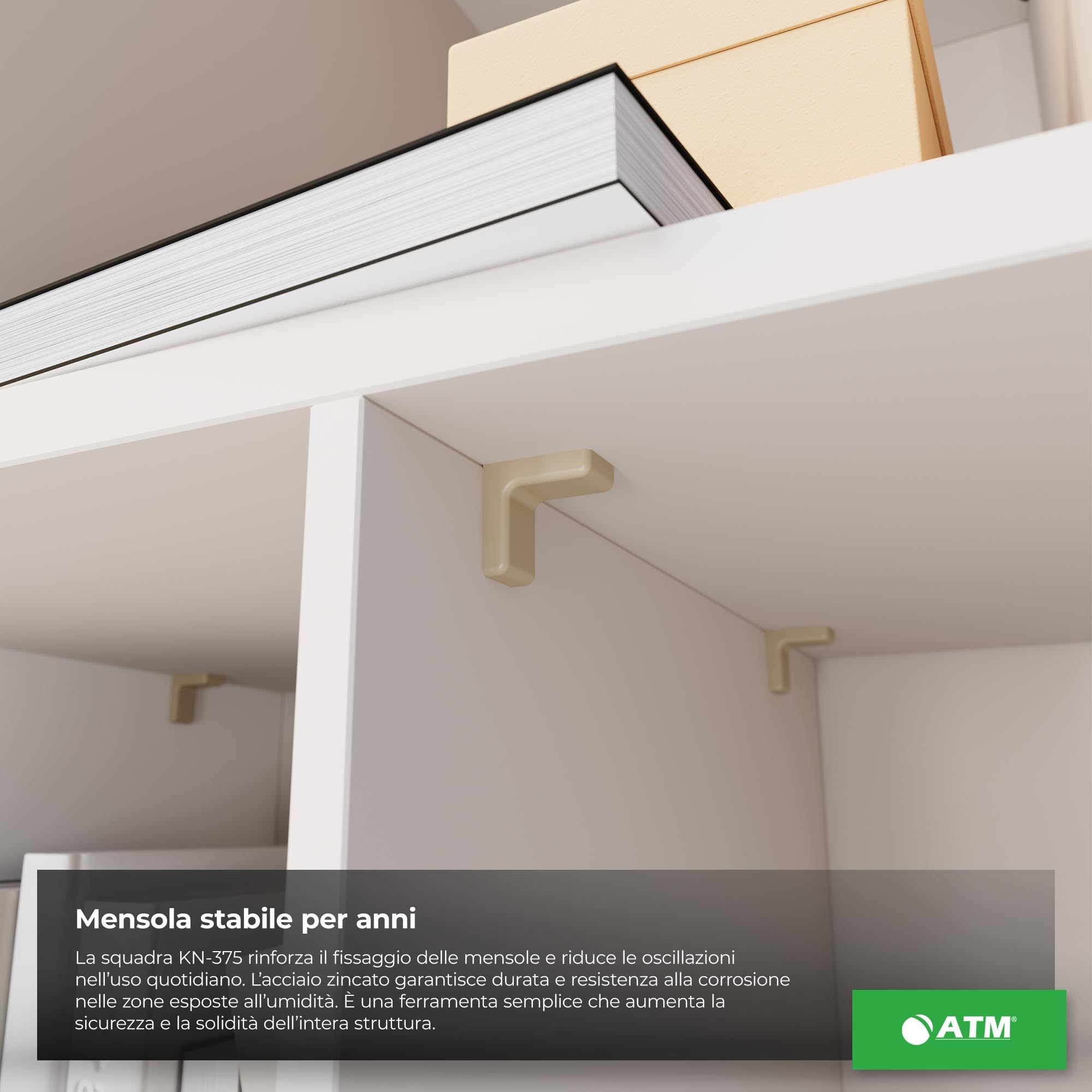 ATM Squadretta Angolare con Copertura Acero – Connettore per Mobili in Acciaio Zincato 90°, Rinforzo per Armadio, Scaffale, Tavolo, Sedia, Letto – Set di 20
