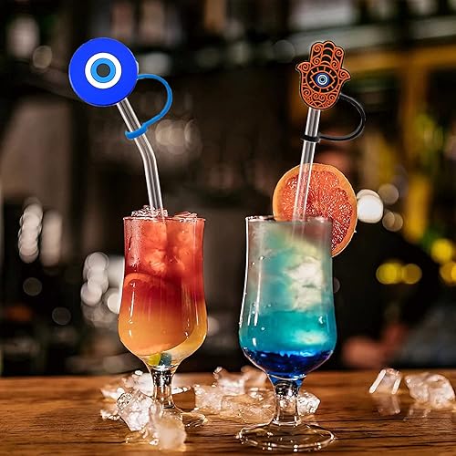 Miniatura 3 de Tapas de popote de silicona, 10 unidades, reutilizables, tapas de popote a prueba de polvo para popote de 14 pulgadas (0.236-0.315 in), puntas para