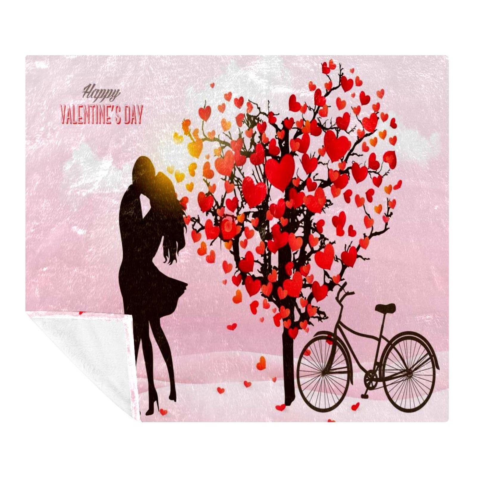 Couverture polaire cœur rose le cadeau de Saint-Valentin pour chambre et canapé