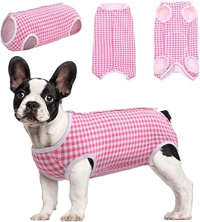 Kuoser Surgical Recovery Suit for Dogs Cats, Pet T-Shirt After Surgery Wear for Dogs, Dog Professional Recovery Suit Comfortable E Collar Alternative, Prevent Licking Onesies Pet Surgery Recovery Suit
