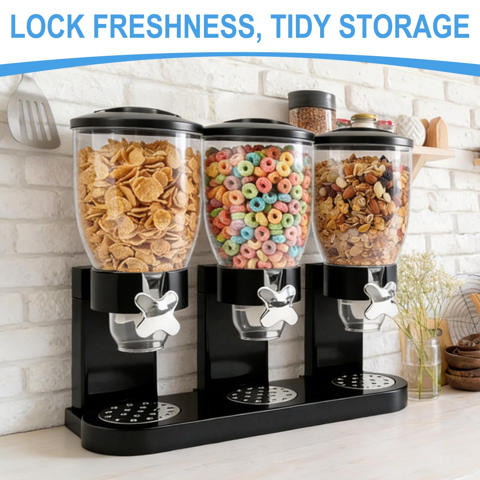 FARYODI Cereal Dispenser Countertop 2L, Dispenser per alimenti in plastica, Cereal Dispenser & Dispenser per cornflakes, Ideale per dolci, Contenitori salvafreschezza (3)