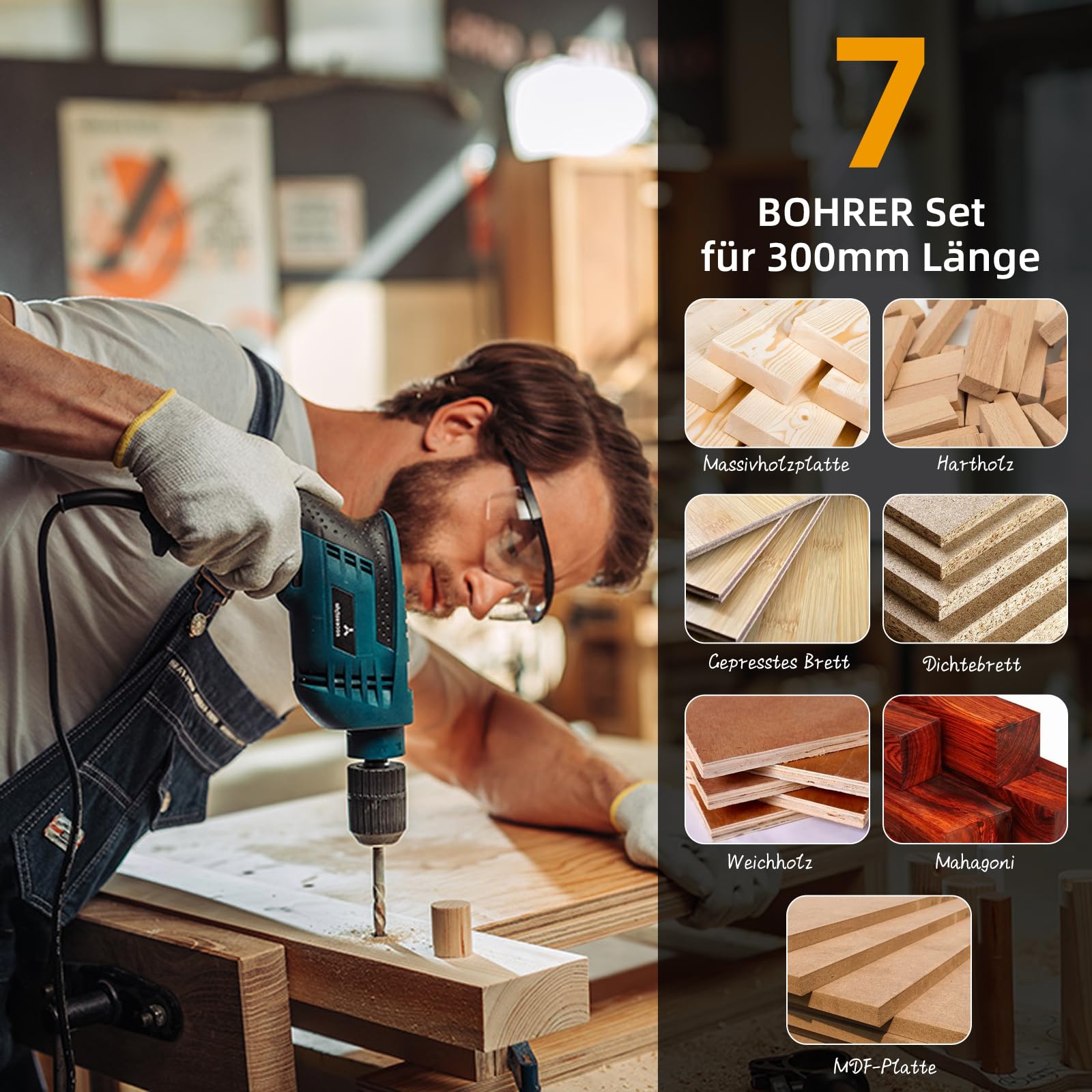 Wiertła do drewna długie, 7 odpornych na pęknięcia wiertła wężykowe do drewna 12 mm 10 mm 8 mm 7 mm 6 mm 5 mm 4 mm zestaw wierteł do drewna wiertło