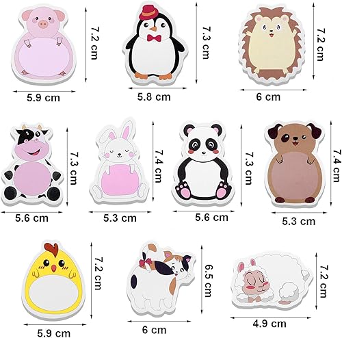 Miniatura 5 de 30 juegos de notas adhesivas de animales de dibujos animados, marcadores de página de notas de dibujos animados en diferentes formas para el hogar,