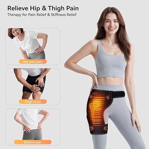 Miniatura 2 de Masaje térmico inalámbrico para alivio del dolor de caderaciática con banco de energía de 5000 mAh, almohadilla de calefacción de cadera con terapia