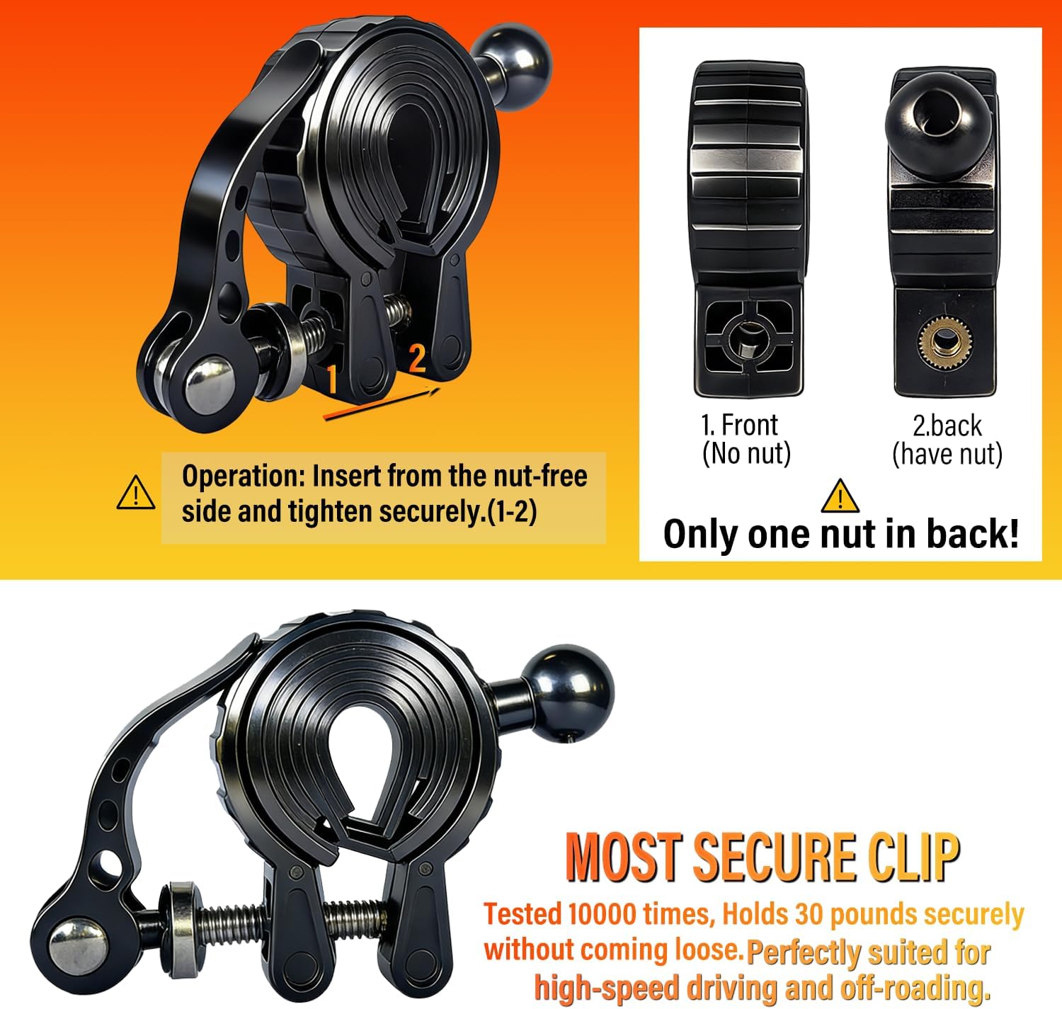 Bike Phone Holder Mount, [Super Stable Metal] Motorcycle Phone Mount with Security Lock, Bicycle Phone Holder Handlebar with Soft Cushion & Adjustable Clip Compatible with 4.7''-6.8'' Phone