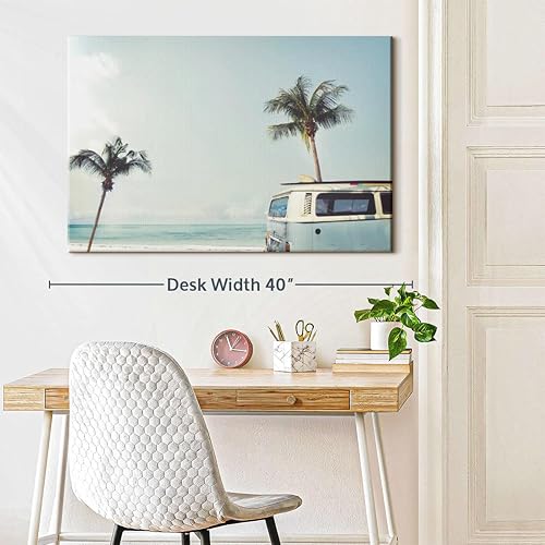 Miniatura 3 de Elephant Stock Lienzo retro de surf Van  1 panel de lona de playa para decoración de pared, imágenes escénicas del océano, lienzo del océano,