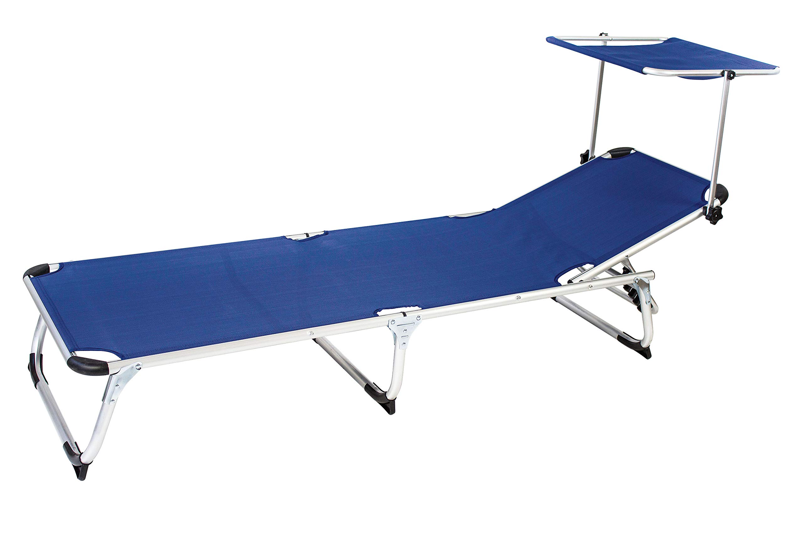 AVANTI TRENDSTORE - Beach - Sdraio a 3 gambe d'appoggio e tettuccio parasole, con telaio in alluminio e tessuto in rete traspirante blu. Dimensioni LAP 189x29-105x60 cm (Blu)