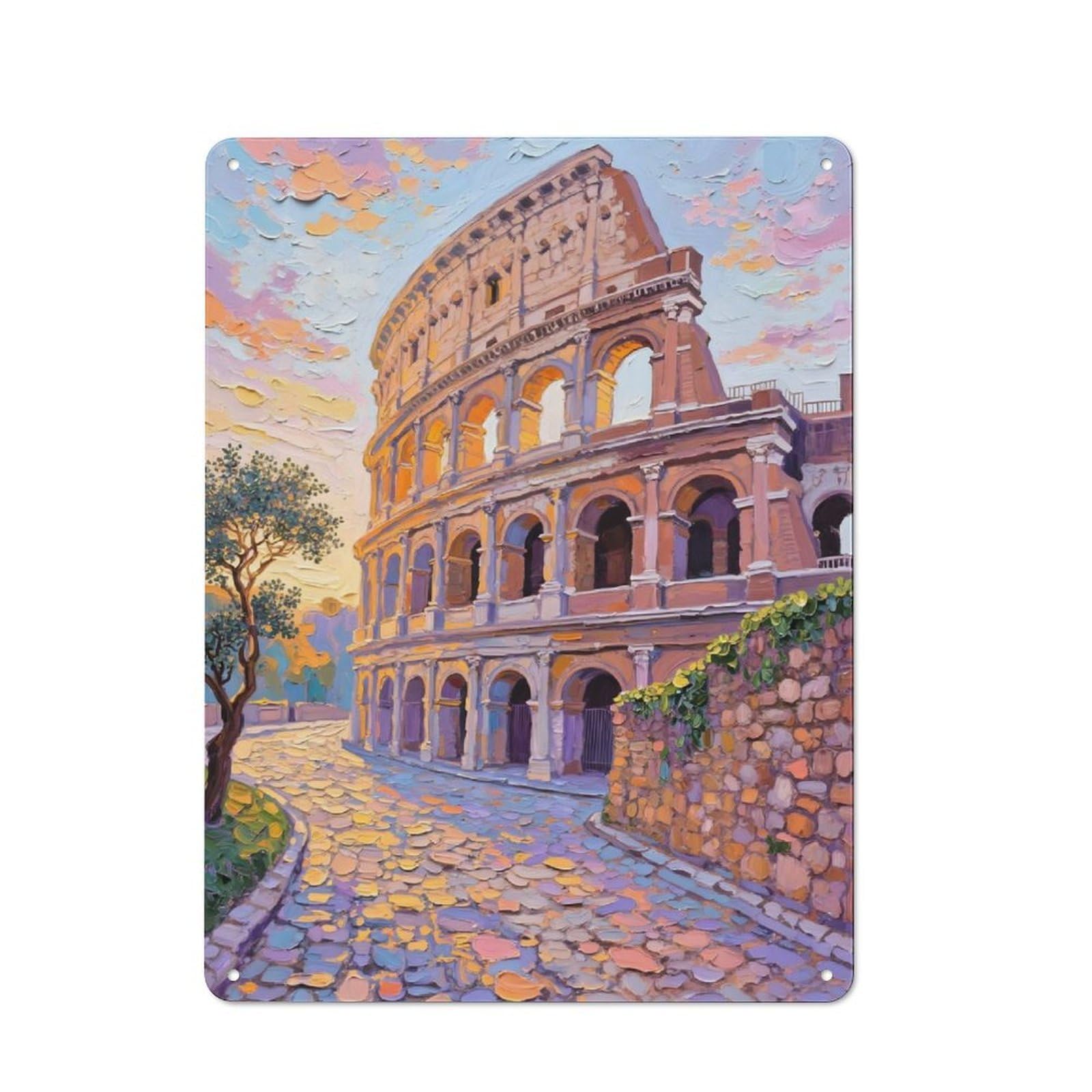 Cosy Colosseum Painting Metal Plaque 40x30cm, Kitchen Wall Decor for Kitchen, Cafe, Pantry Or Dining Room