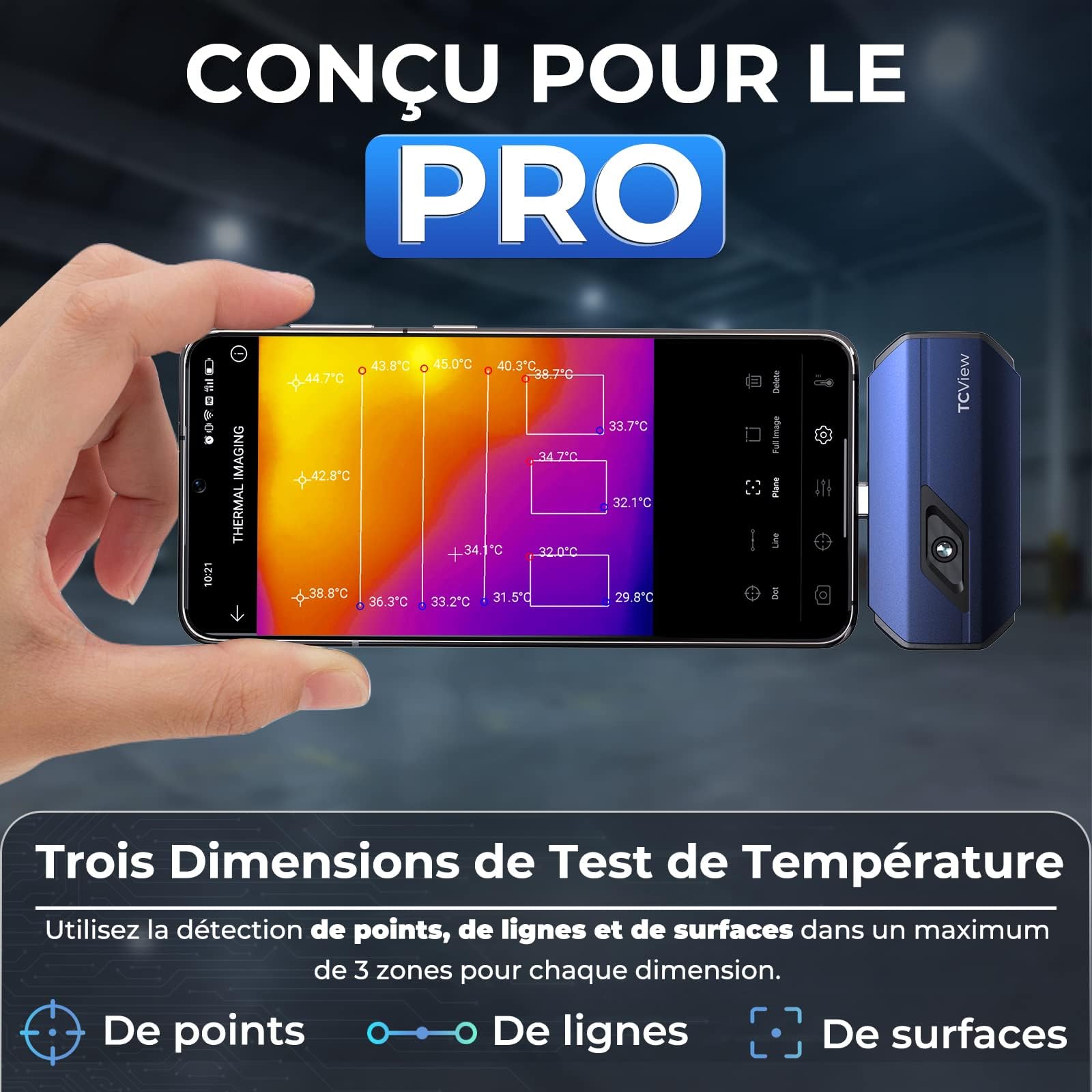 TOPDON TC001 Imageur Thermique, Caméra Thermique Infrarouge Android USB C, 512 * 384 TISR Haute Résolution, Clarté Thermique Accrue, -20℃ à 550℃, 0.1℃ Précision de Test pour Smartphone/Tablet/Windows
