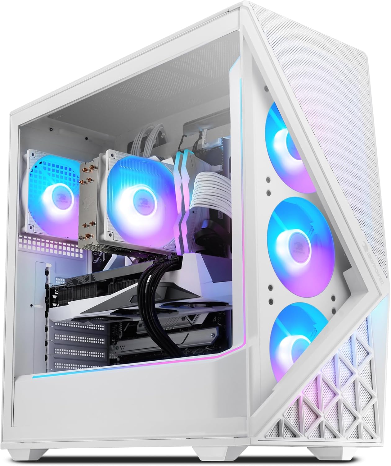 iBUYPOWER Slate White Gaming PC Desktop Computer Intel Core Ultra 9 285 CPU, NVIDIA GeForce RTX 5070 12GB GPU, 32GB DDR5 RGB 5200MHz RAM, 1TB NVMe SSD, Windows 11 Home, Keyboard, Mouse - SWI9N5702