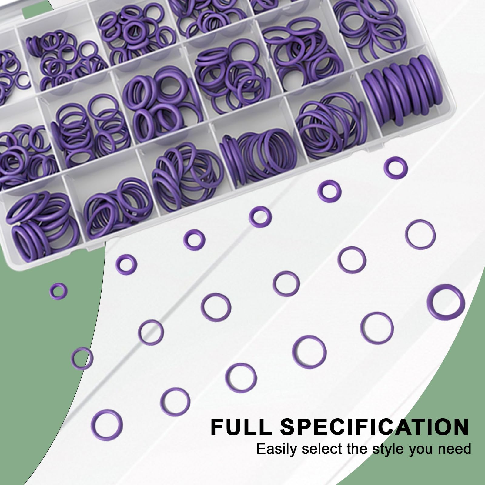 Set di guarnizioni A/C in 18 misure, 270 pezzi, kit di guarnizioni O-ring in gomma nitrilica, kit universale di guarnizioni per compressore dell'aria condizionata dell'auto, kit assortito per