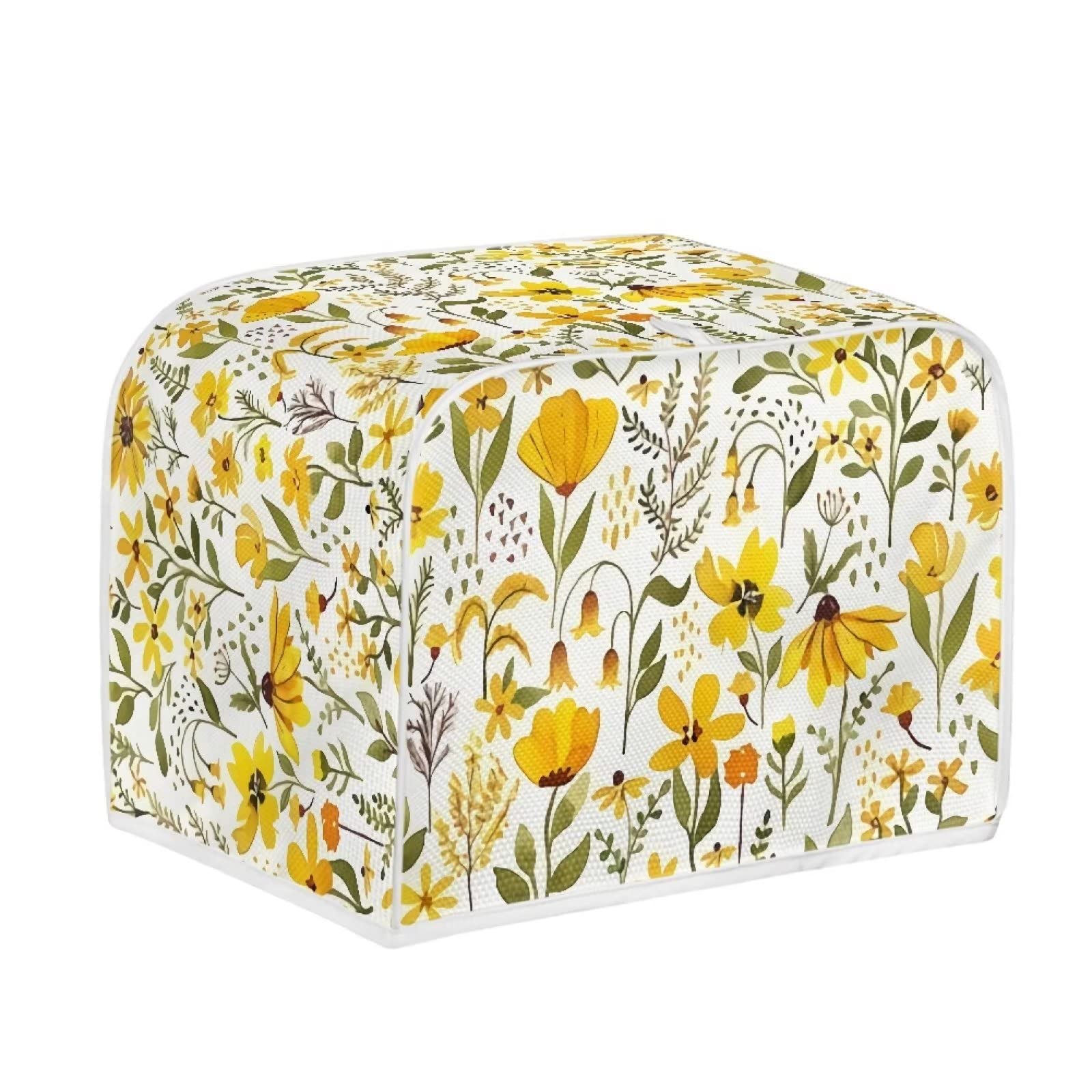 2 Slice Toaster Dust Cover Bread Toaster Oven Dustproof Cover Kitchen Bakeware Protector Dustproof Fingerprint Protection for Women Gift(11.4 x 7.9 x 7.5), Yellow Floral