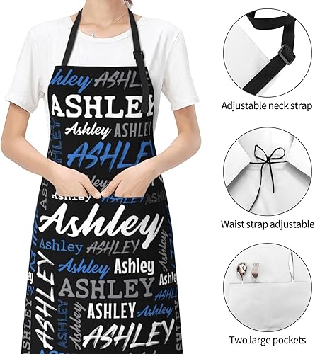 Miniatura 4 de Delantal personalizado con nombre, delantal ajustable personalizado con bolsillos, delantal de cocina de chef personalizado, regalo para hombres y