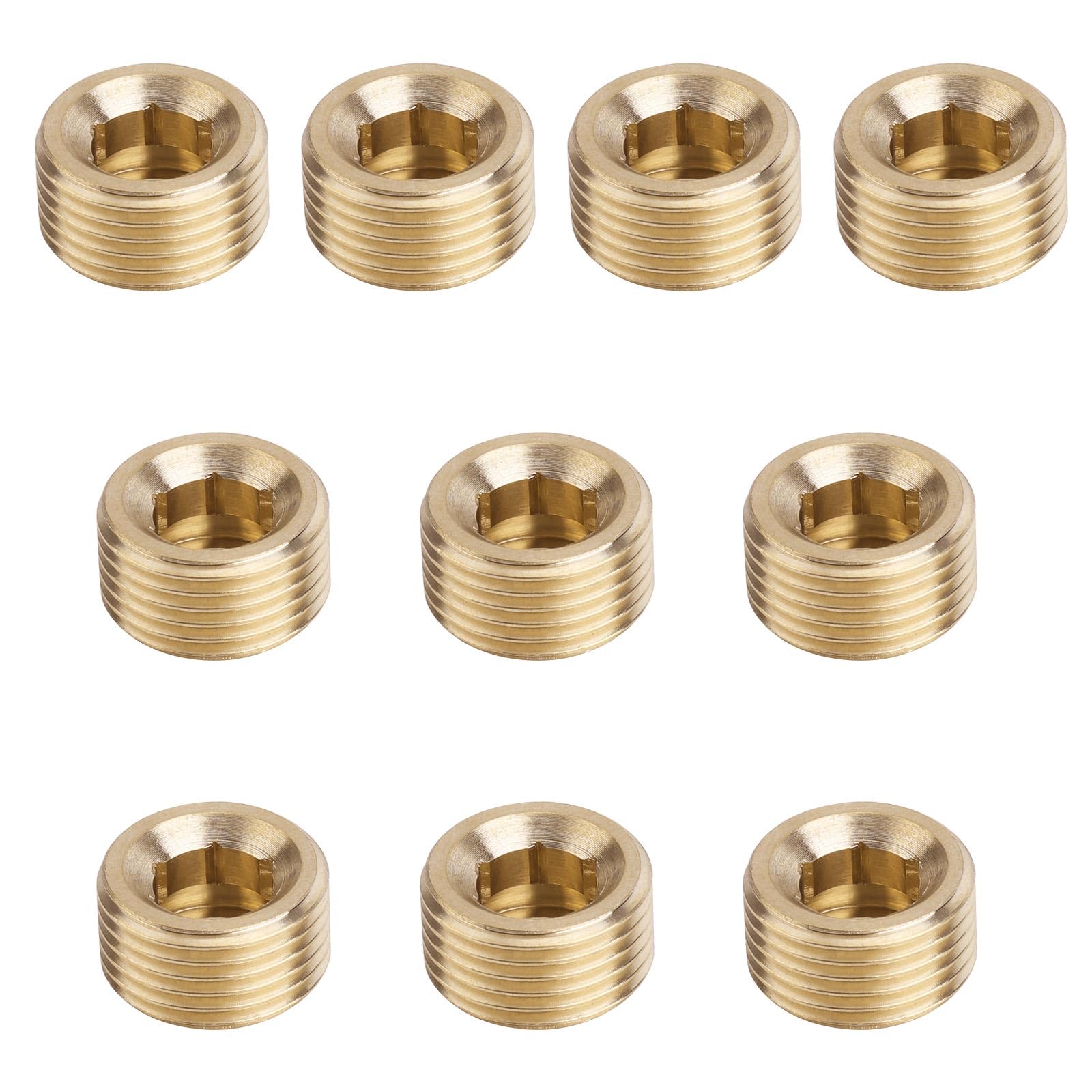 10 Bouchons Mâles NPT 3/8" En Laiton - Cache-tuyau Hexagonal, Pour Fermer L'extrémité Des Tuyaux (filetage Gaz/eau)