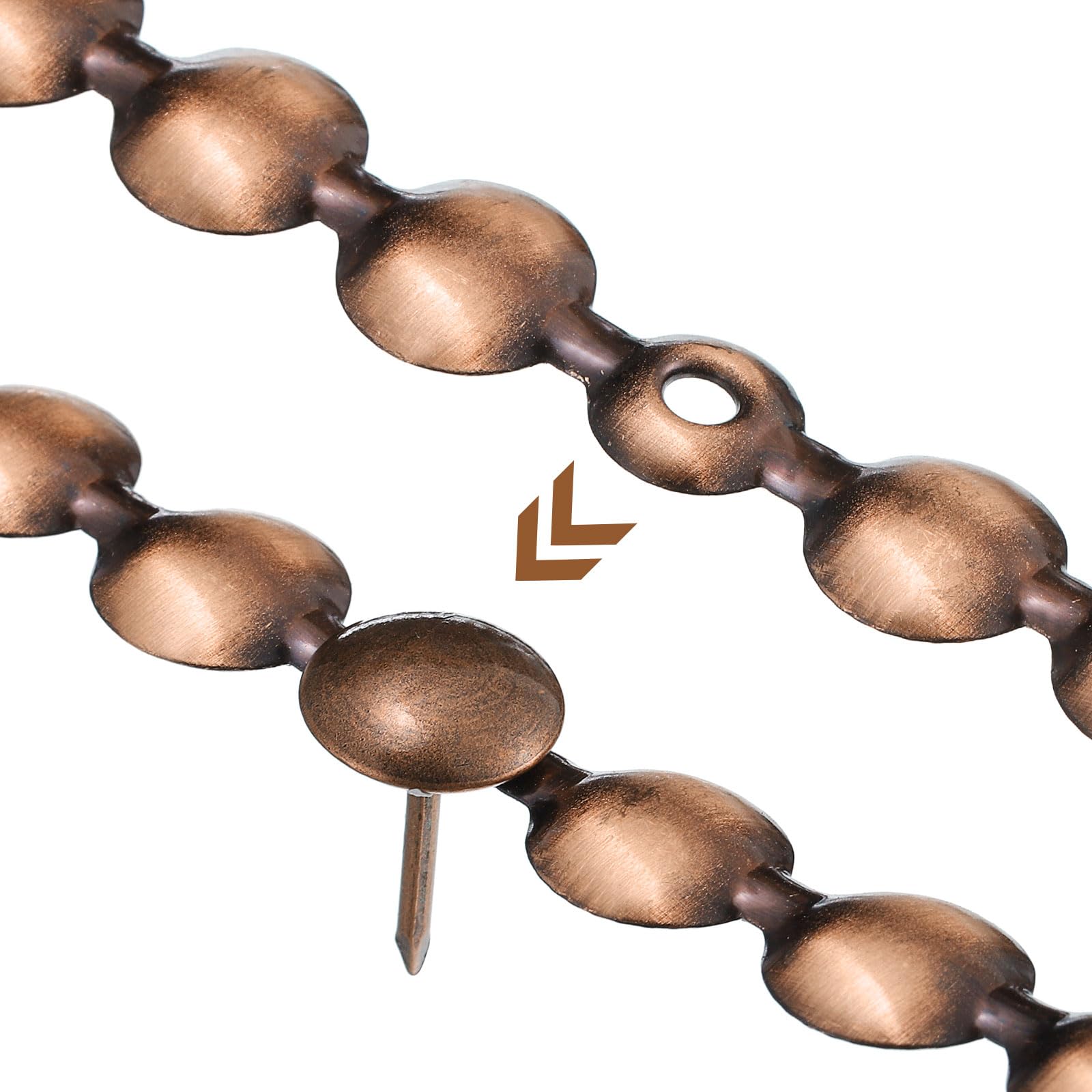 uxcell 10 tiras de tachuelas para tapicería, adornos de uñas decorativos brillantes de 1 metro para sofá, cabecero, silla, muebles con clavos de tapicería (11 mm de cobre)