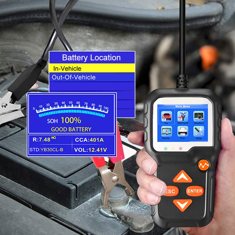 Acouto KW650 Automatyczny Tester Akumulatora dla 6V - 12V Motocykl Samochodowy Analizator Digital Analizator Battery TesterBattery Analizer Battery Tester dla 6–12V Monitorbattery Diagnostic